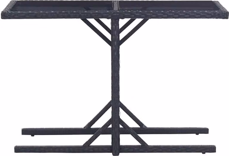 Tavolo da Giardino Nero 110x53x72 cm in Vetro e Polyrattan