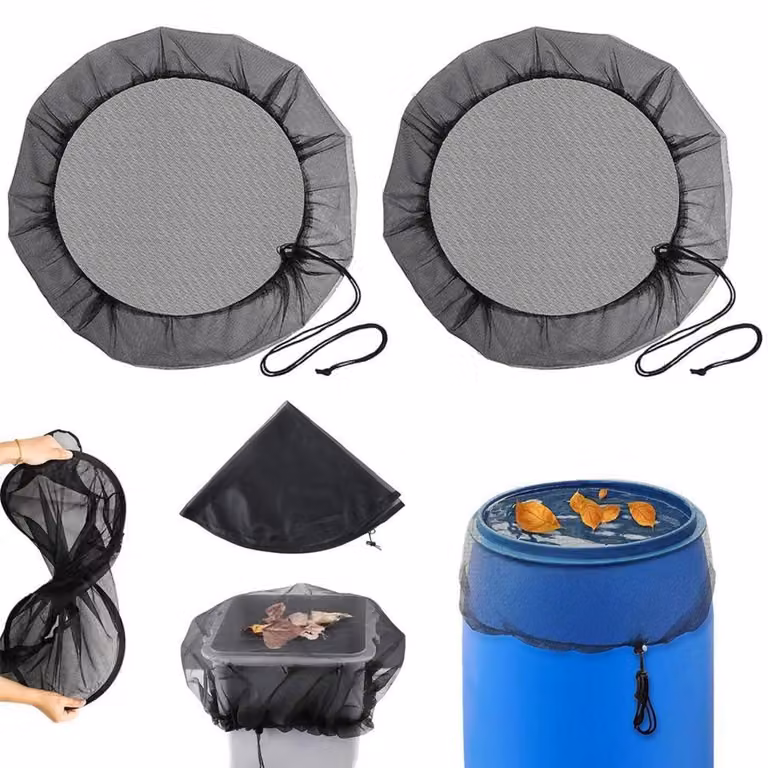 2 reti per serbatoi di raccolta dell'acqua piovana, diametro 120 cm, con cordino di sicurezza, resistenti agli agenti atmosferici