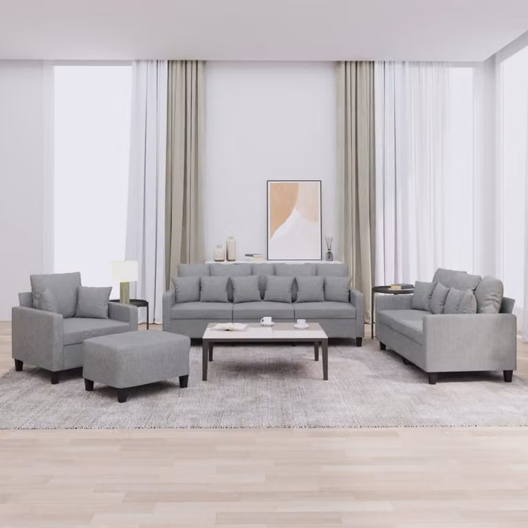 Maison Exclusive - Set divano 4 pezzi con cuscini in tessuto grigio chiaro