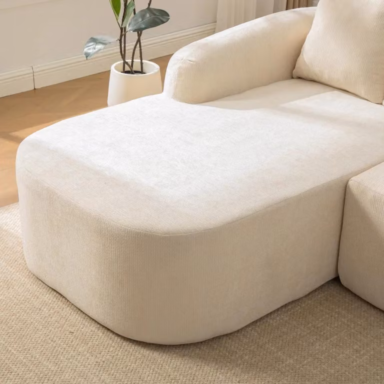 Divano modulare - Tessuto chenille - Imbottitura in schiuma ad alta elasticità (30D) - Design antiscivolo - Lato destro - Colore kaki chiaro