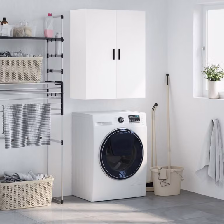 Mobile a parete moderno vidaXL Bianco con ante a battente L: 69,5 cm, P: 34 cm, H: 90 cm