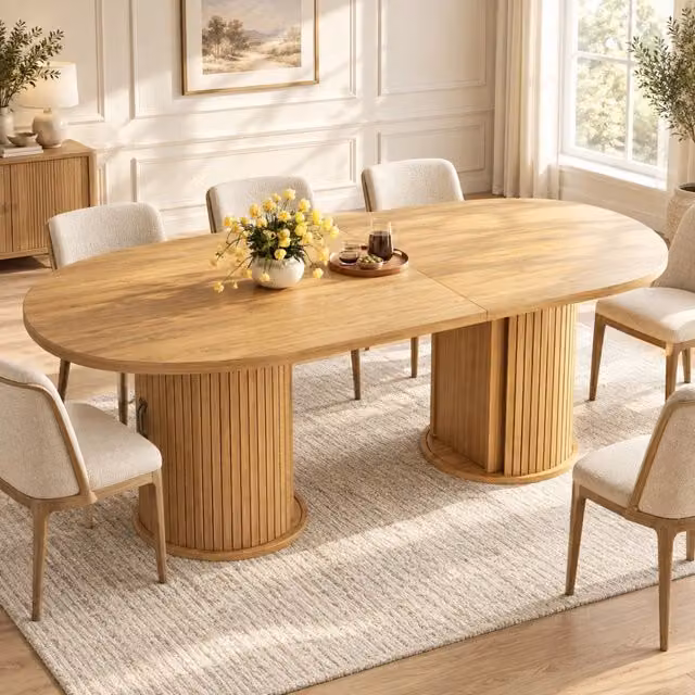 Tavolo da pranzo allungabile 150-190 x 80 x 75 cm in MDF naturale con vano nascosto