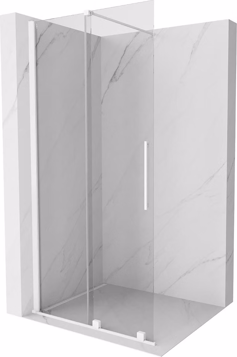 Mexen Velar parete doccia scorrevole Walk-in 90 x 200 cm, trasparente 8 mm, bianca - 871-090-000-03-20