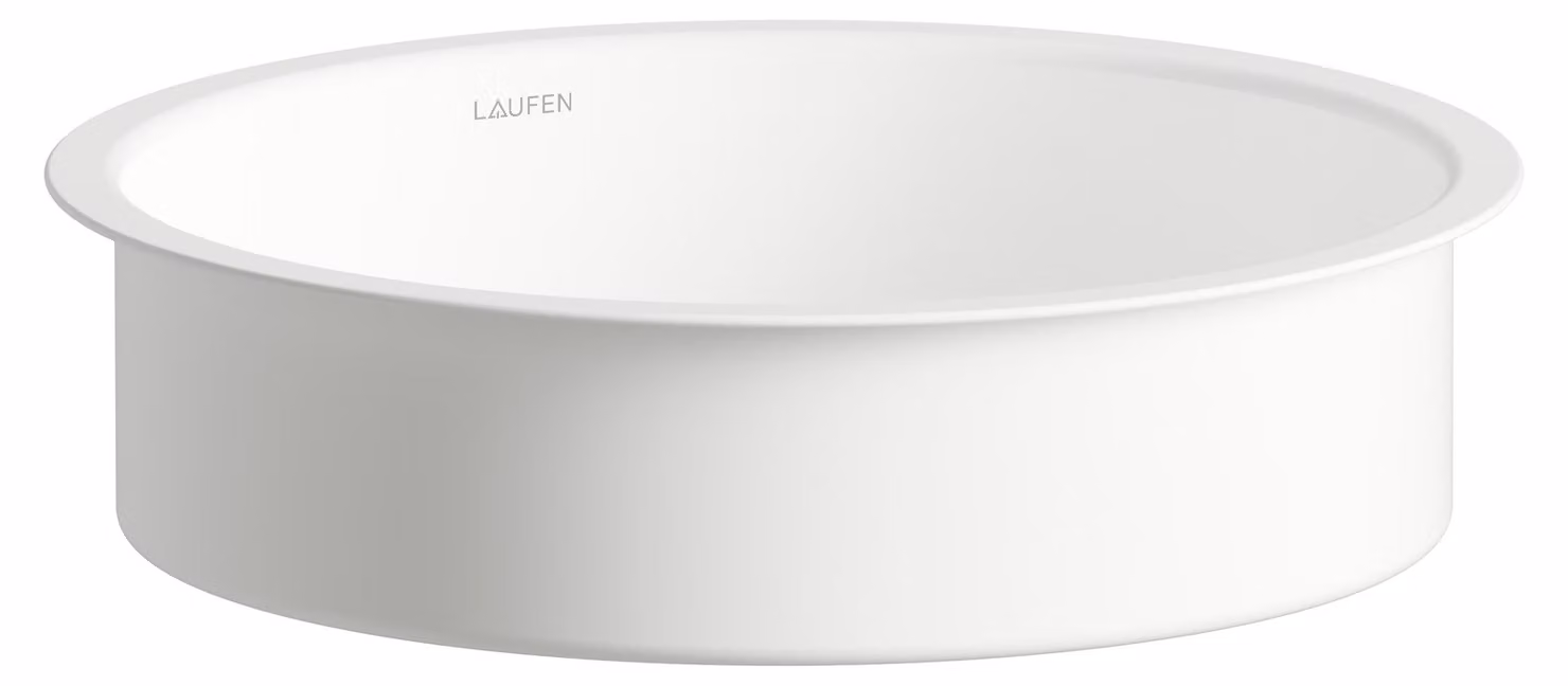 LAUFEN UNISONO Lavabo à encastrer par le bas, rond, sans trou pour robinet, sans trop-plein, 359x359x104mm, blanc brillant, H513UO20001121, H513UO20001121
