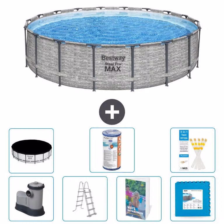 Bestway Steel Pro MAX, piscina in acciaio, forma rotonda - 549x122 cm - 6 pezzi, modello S602