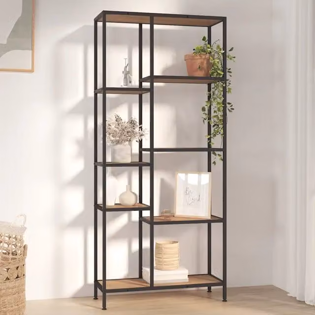 Scaffale per Libri Industrial vidaXL in Metallo e Legno, Marrone e Nero, L 80 cm x P 30 cm x H 180 cm – 1