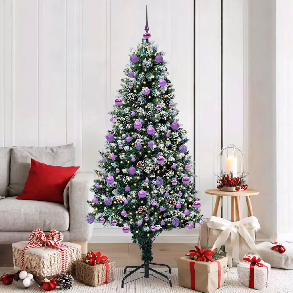 Albero di Natale artificiale moderno vidaXL verde con 300 LED luce bianca calda