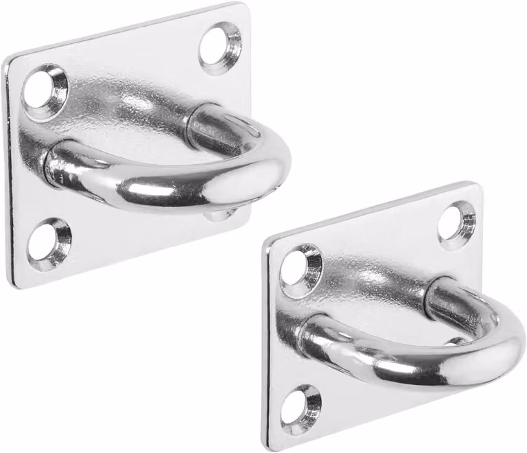 Set di due occhielli di montaggio, dimensioni 50 x 40 mm, in acciaio inossidabile V4A, per fissaggi