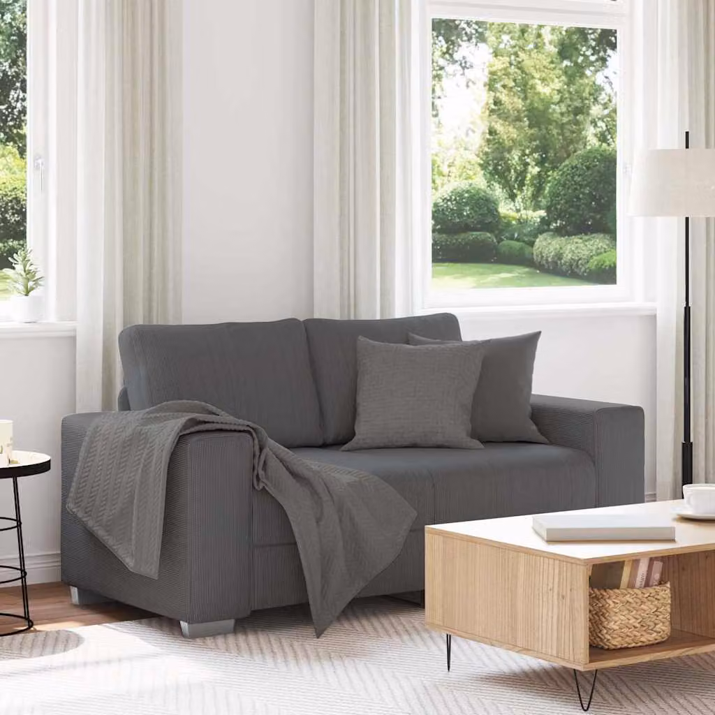 Divanetto moderno vidaXL in velluto a coste grigio L: 160 cm, P: 77 cm, H: 82 cm