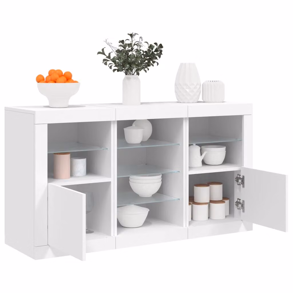vidaXL Credenza Moderna Bianca con Luci LED integrate L: 123 cm, P: 37 cm, H: 67 cm