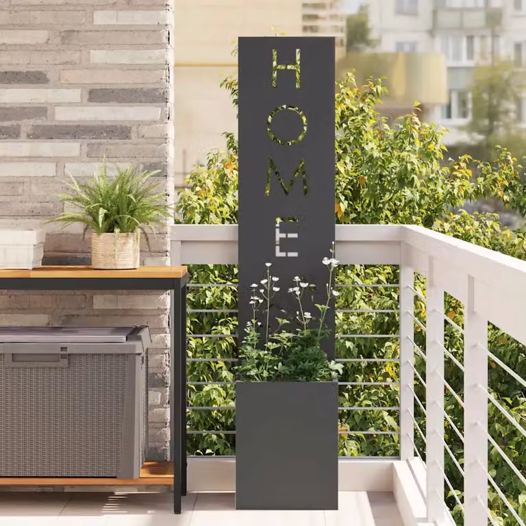 Paravent per privacy in giardino vidaXL in acciaio nero, L/P/H: 32 x 32 x 150 cm