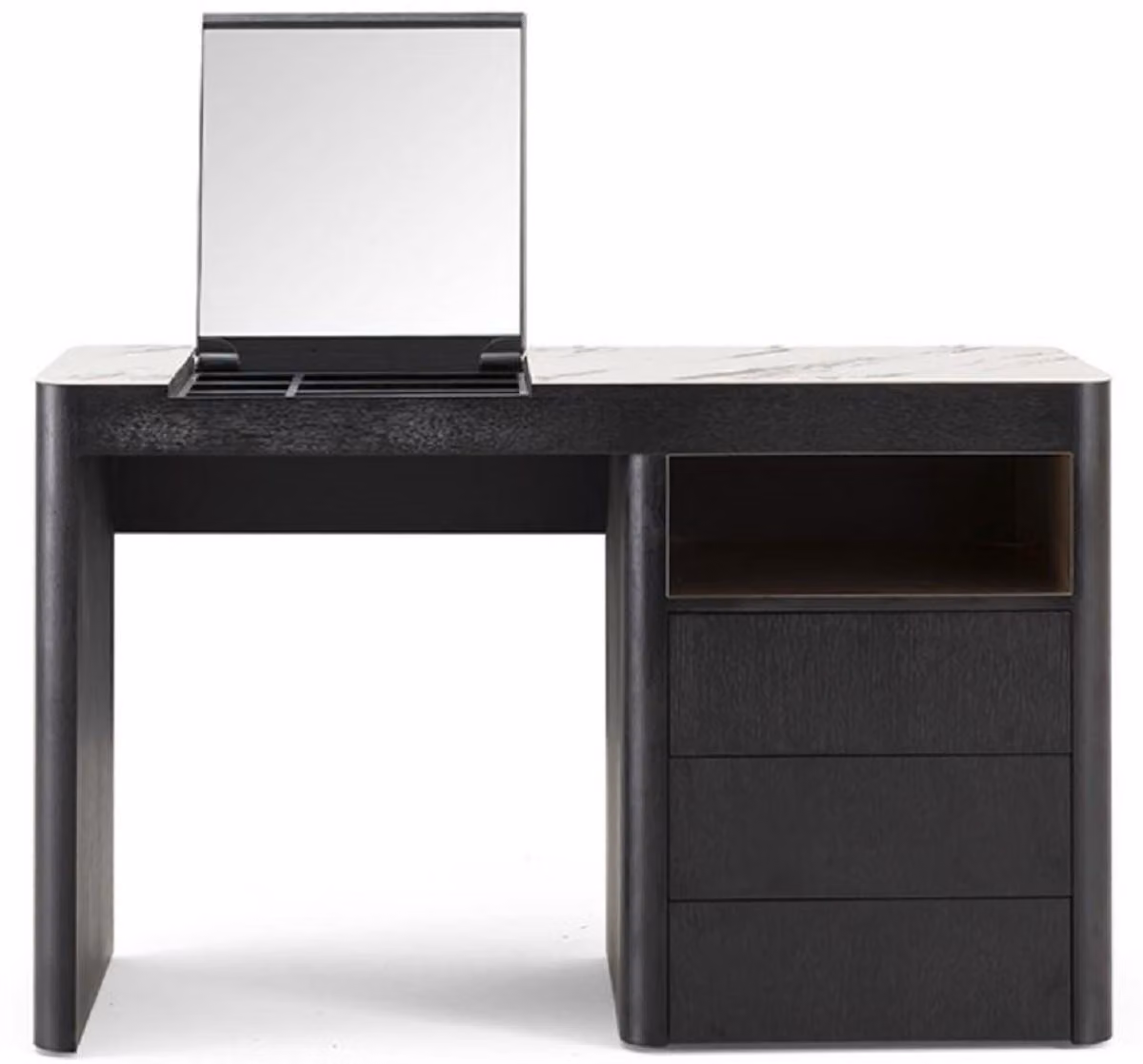 Casa Padrino, toletta con 3 cassetti e specchio ribaltabile nero/bianco 120 x 50 x h. 76 cm - Arredo bagno - Mobili per hotel