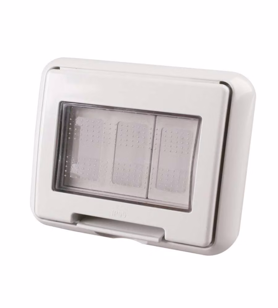 Placca autoportante da incasso 3 fori - Basic - Grigio