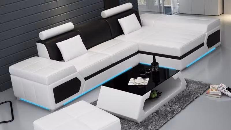 Ledersofa Sofa Couch Wohnlandschaft Ecksofa Garnitur Design Modern Sofa K5013D