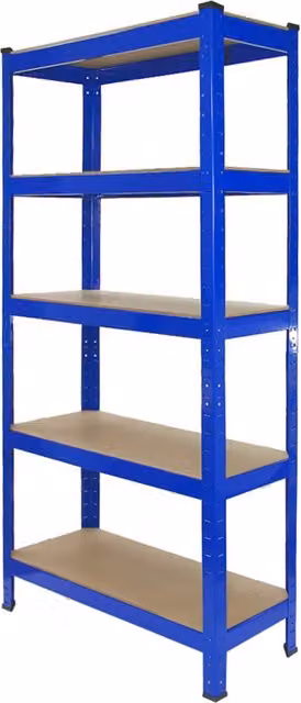Scaffalatura Monster Shop T-Rax in Acciaio Blu con 4 Ripiani per Magazzino e Box, Larghezza: 75 cm