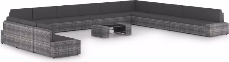 Maison Exclusive - Set da giardino da 14 pezzi con cuscini, in rattan sintetico grigio
