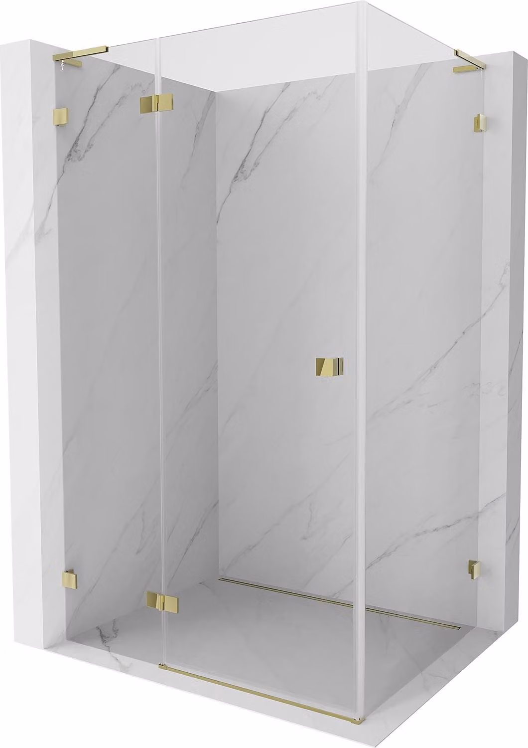 Mexen Lunar L cabina doccia a battente sinistra 70 x 80 cm, trasparente, oro - 834L-070-080-50-00-L