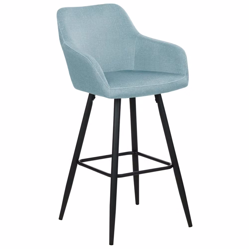 Set di 2 sgabelli da bar BELIANI in velluto azzurro con braccioli e gambe in metallo stile moderno – 2