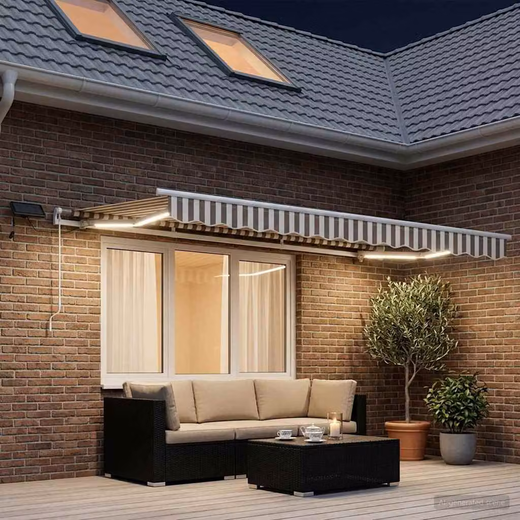 vidaXL Tenda retrattile Grigio chiaro e bianco 300 x 250 cm