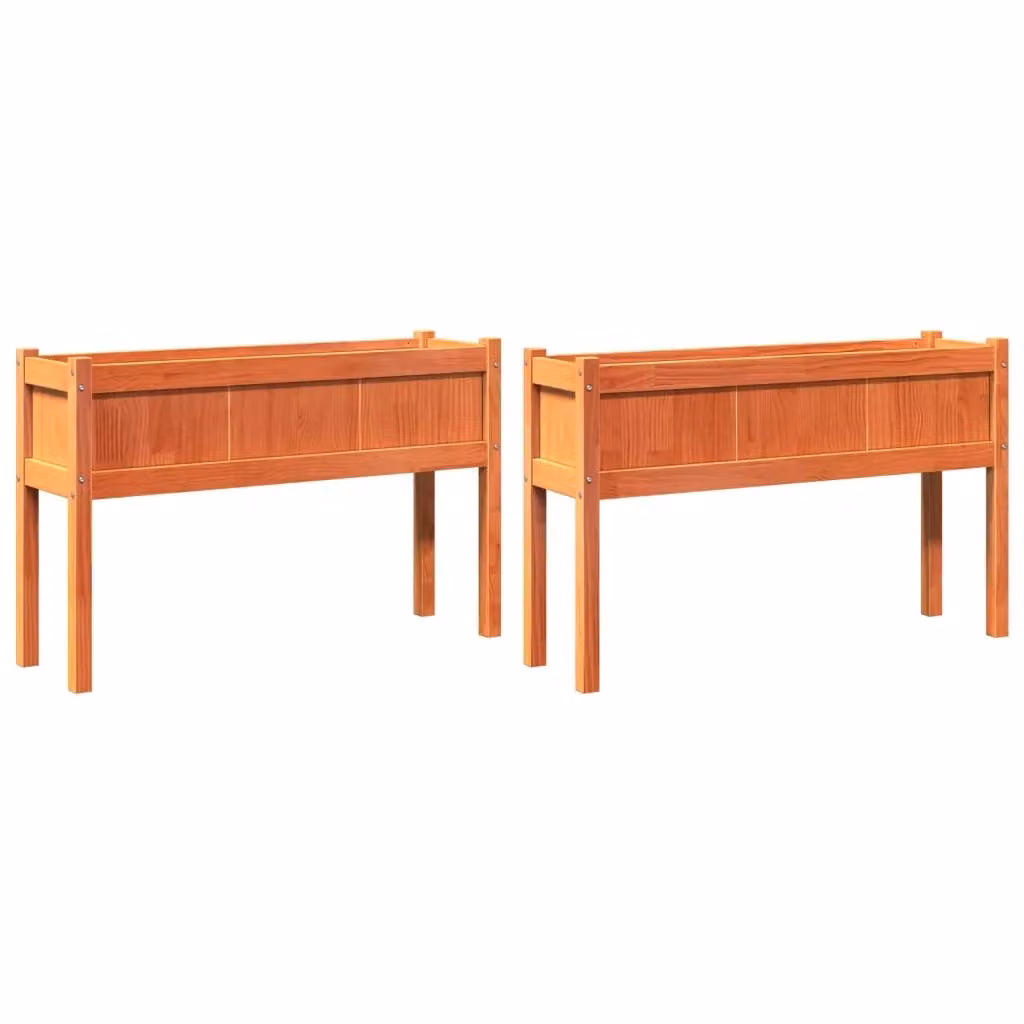 Set di 2 fioriere rialzate vidaXL in legno massello marrone per giardino ornamentale o orto – 2
