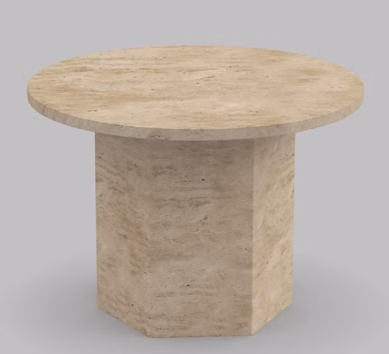 Casa Padrino tavolino beige Ø 60 x H. 40 cm - Tavolo da salotto moderno rotondo in pietra naturale - Mobili da salotto