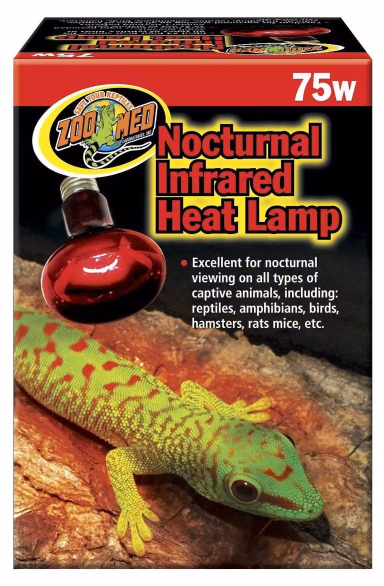 Zoo Med RS-75E Lampada a infrarossi per animali notturni, 75 W, fonte di calore per terrari
