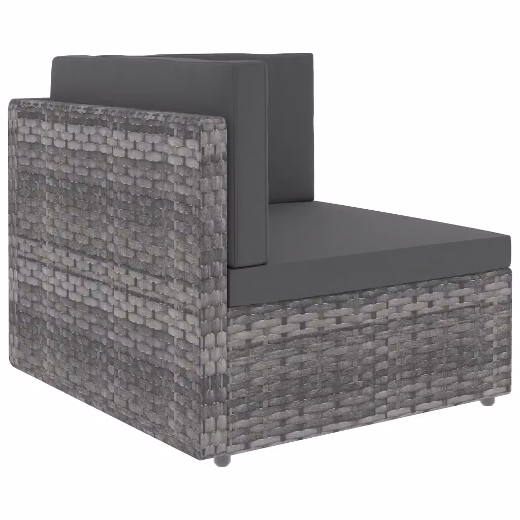 Divano ad Angolo Modulare vidaXL in Polyrattan Grigio Antracite con Cuscini e Rivestimenti Rimovibili – 2