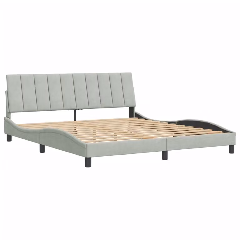 Giroletto senza Materasso Hanko Grigio Chiaro 180x200 cm Velluto