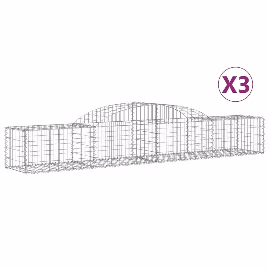 Cesti Gabbioni ad Arco 3 pz 300x50x40/60 cm Ferro Zincato