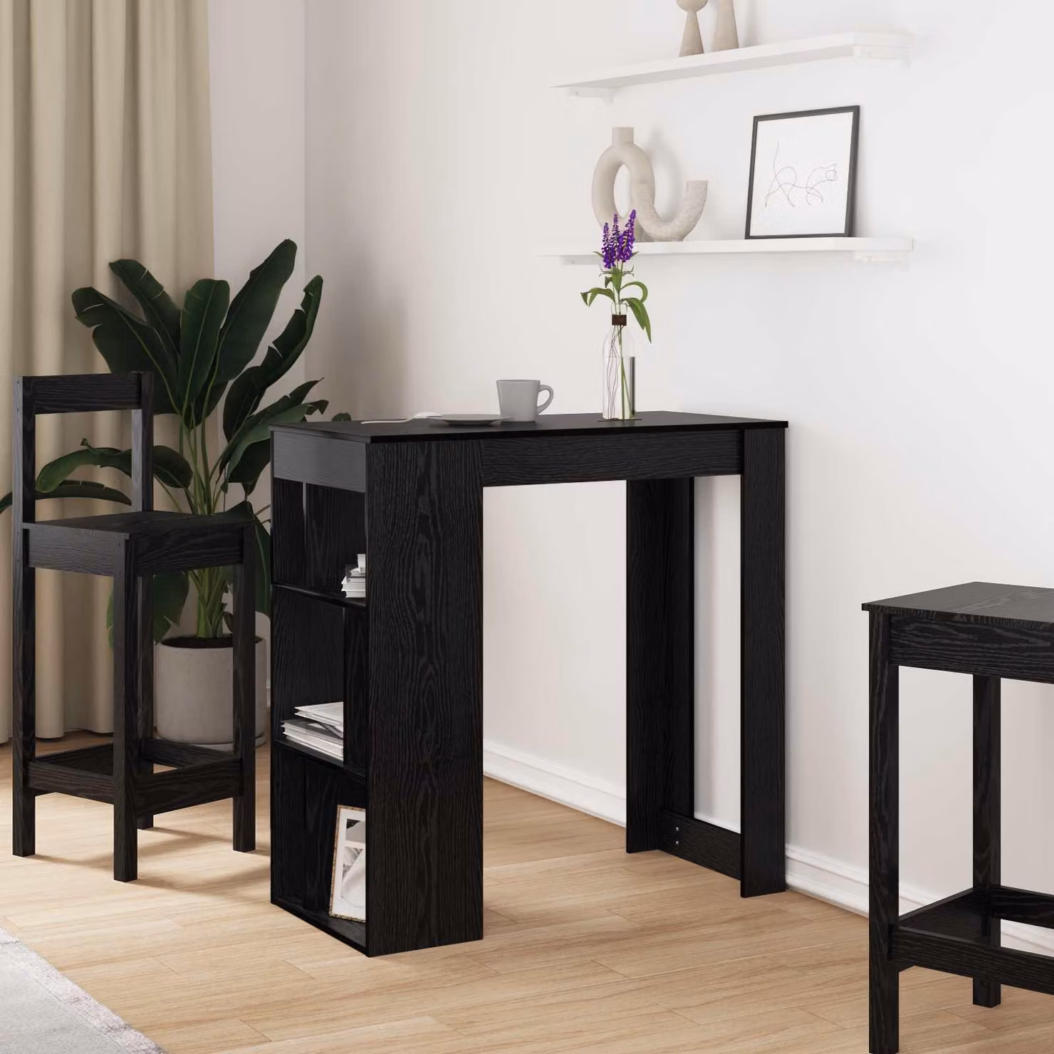 Maison Exclusive - Tavolo da bar, dimensioni 102 x 50 x 103,5 cm, materiale composito in legno, finitura nera effetto legno di quercia