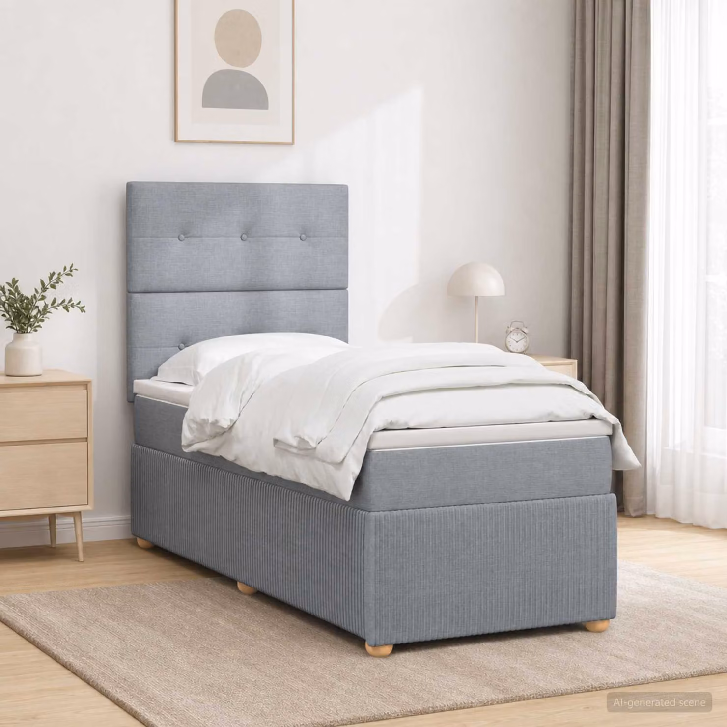 Letto box spring con materasso vidaXL Grigio Chiaro L/P/H: 200 x 100 x 76 cm