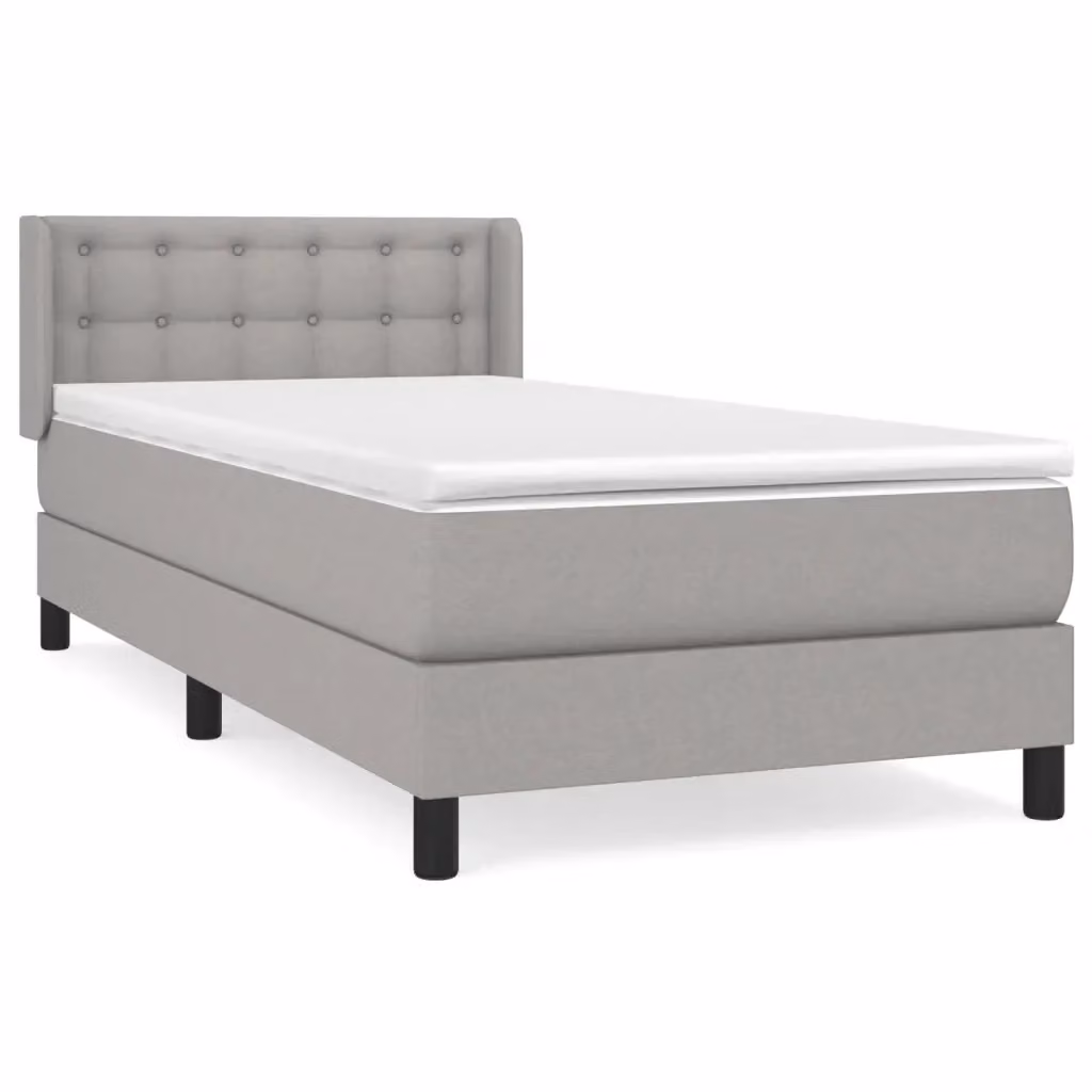 vidaXL Giroletto a Molle con Materasso Ibrido in Tessuto Grigio e Bianco L/P/H: 80 x 200 x 83 cm – 2
