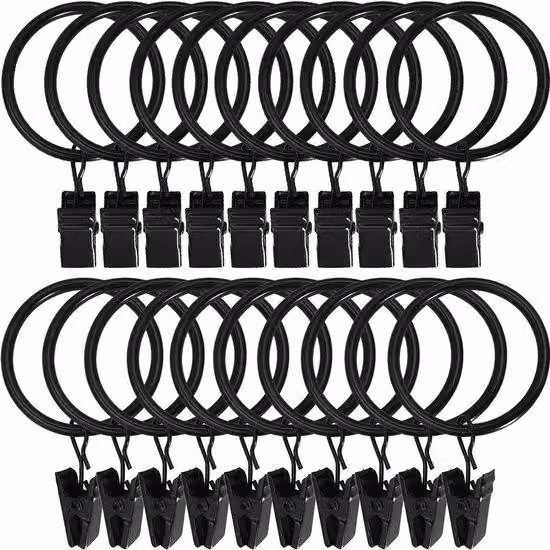 Portaughe metallici con morsetti - RVS - 38 mm - Nero - Set da 20 pezzi
