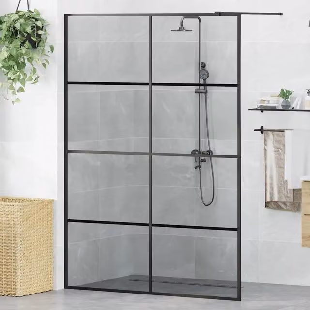 Parete Doccia Walk-in Nero 140 x 195 cm vetro temperato 42022051