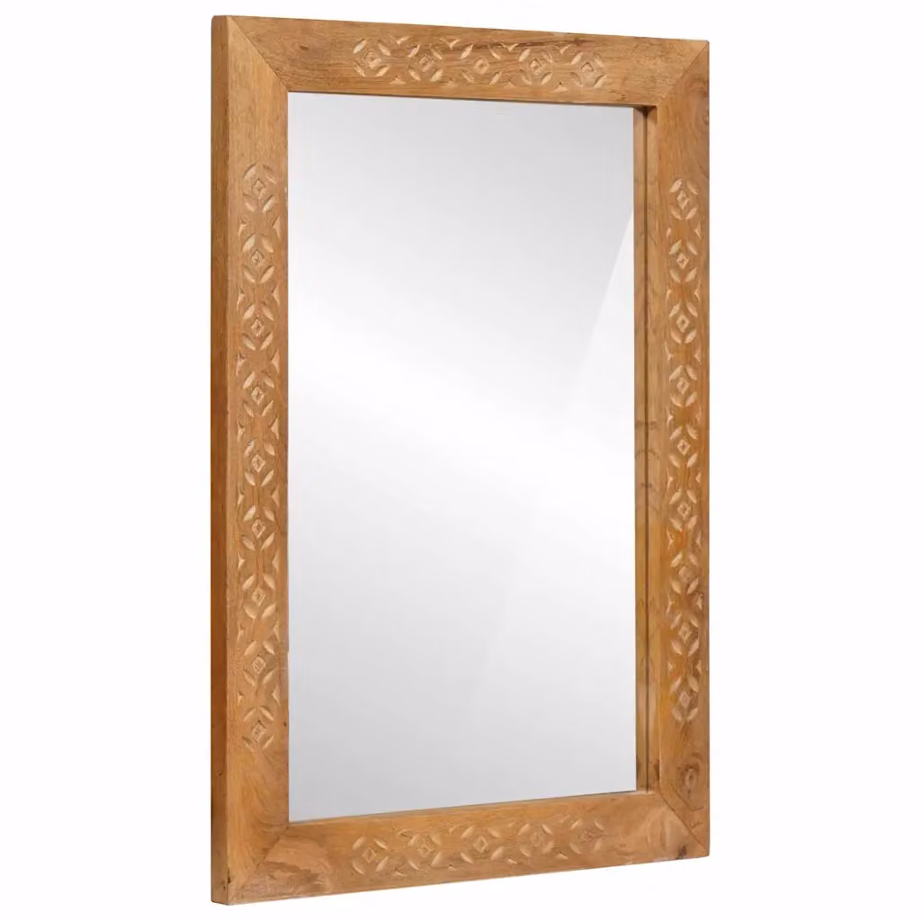 Specchio da parete moderno vidaXL in legno e vetro marrone L: 70 cm, H: 50 cm