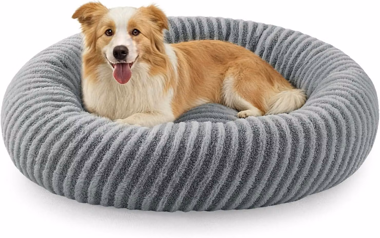 Cuccia per cani di piccola taglia, a forma di ciambella, lavabile, morbida e accogliente, realizzata in peluche simile al coniglio e in pile, con fondo antiscivolo