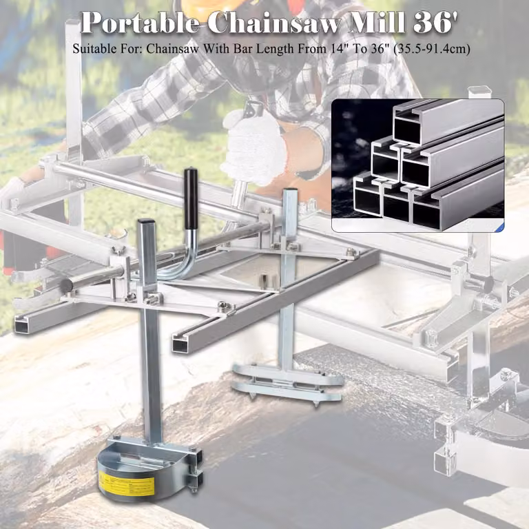 Seghetto portatile per motoseghe - Braccio di taglio regolabile - Realizzato in alluminio e acciaio inossidabile - Adatto per guide da 36 a 91 cm - Utensili per la lavorazione del legno - Ideale per il fai-da-te nella lavorazione del legno