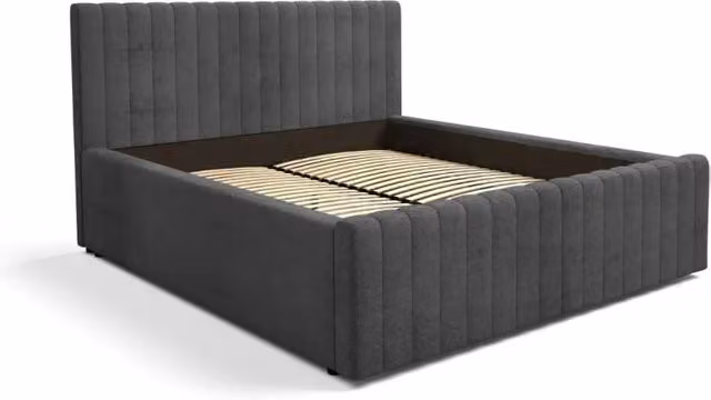 Letto ELORIA 180x200 grigio antracite con testiera capitonnata e rete inclusa