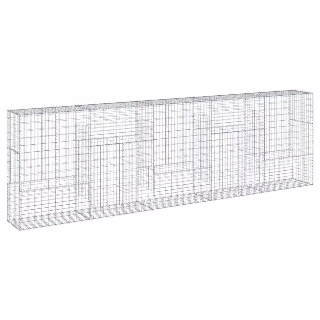 Cesto Gabbione con Copertura vidaXL in Ferro Zincato Grigio L: 500 cm, P: 50 cm, H: 150 cm – 2