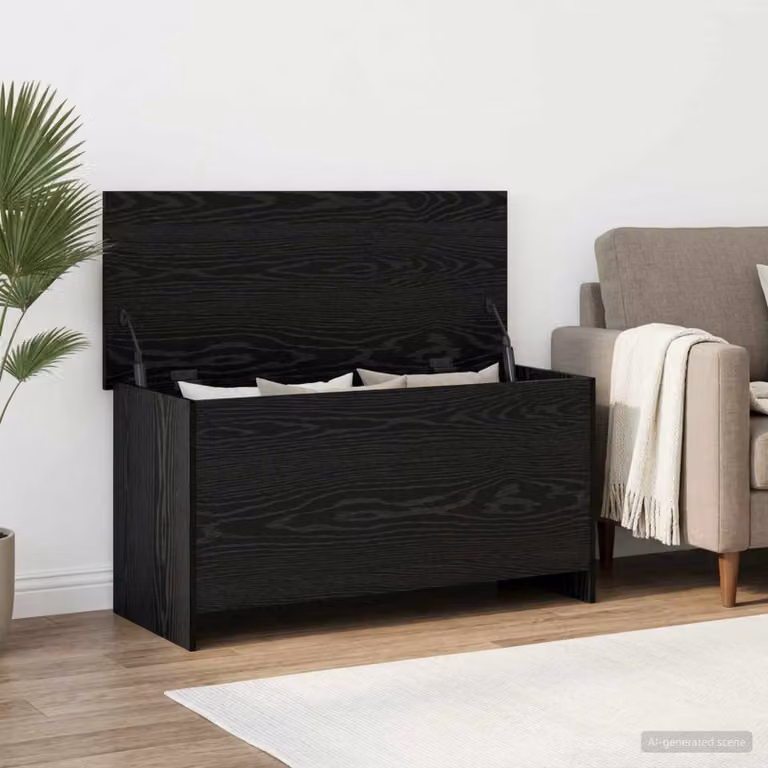 Cassa di stoccaggio moderna vidaXL in MDF colore nero L 100 cm x P 40 cm x H 50 cm