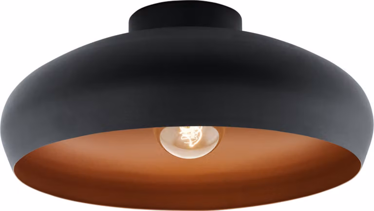 Plafoniera Contemporanea Mogano 1 Luce Acciaio Nero E Rame