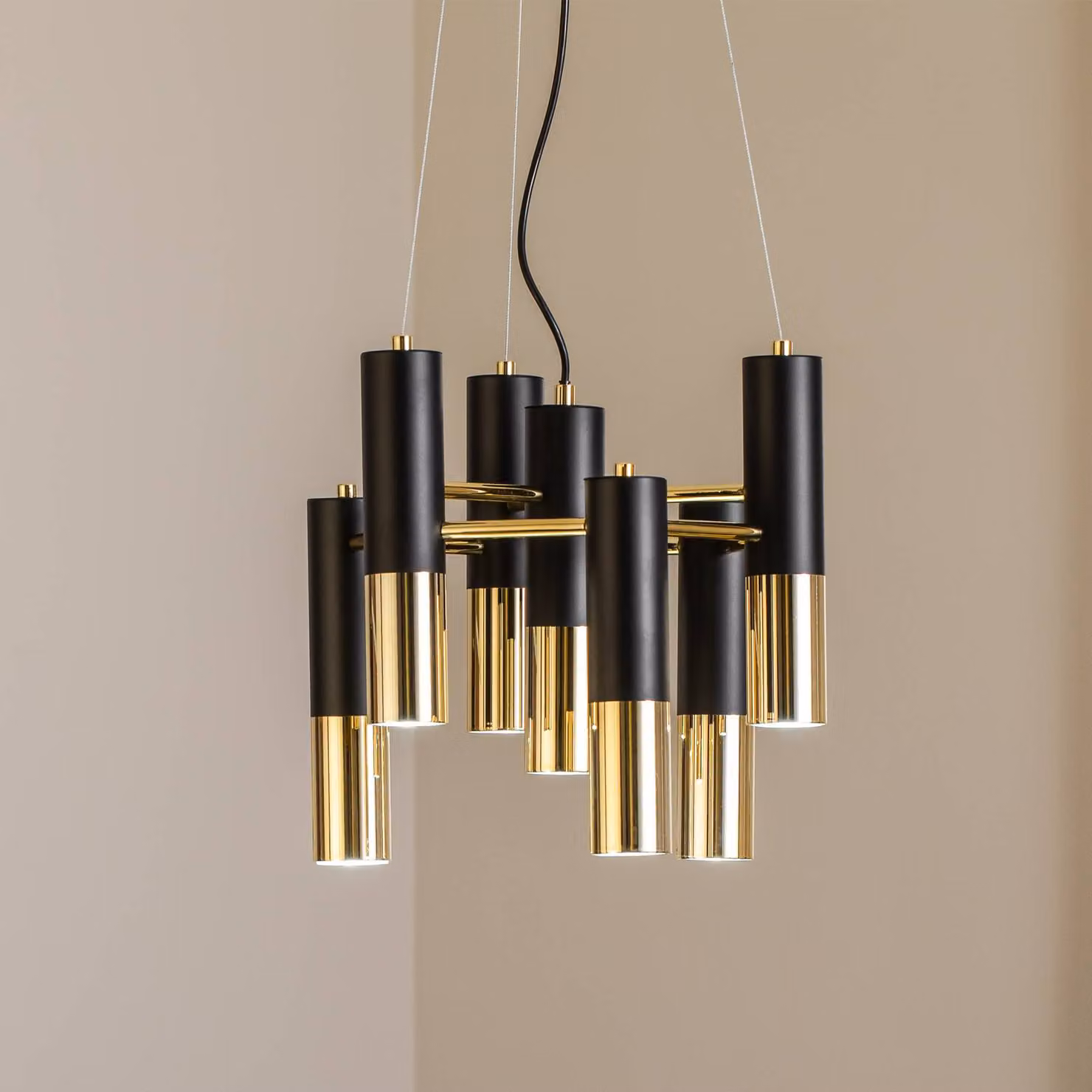Lampada a sospensione Orino Domiluce, dimmerabile, Ottone / Oro, Soggiorno / Sala da pranzo, Metallo, Moderno, Lampada a sospensione