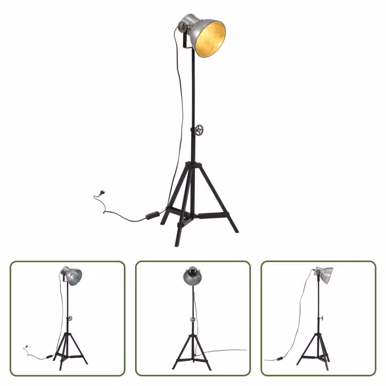 The Living Store Lampada da terra 25 W vintage silver 35x35x65/95 cm E27