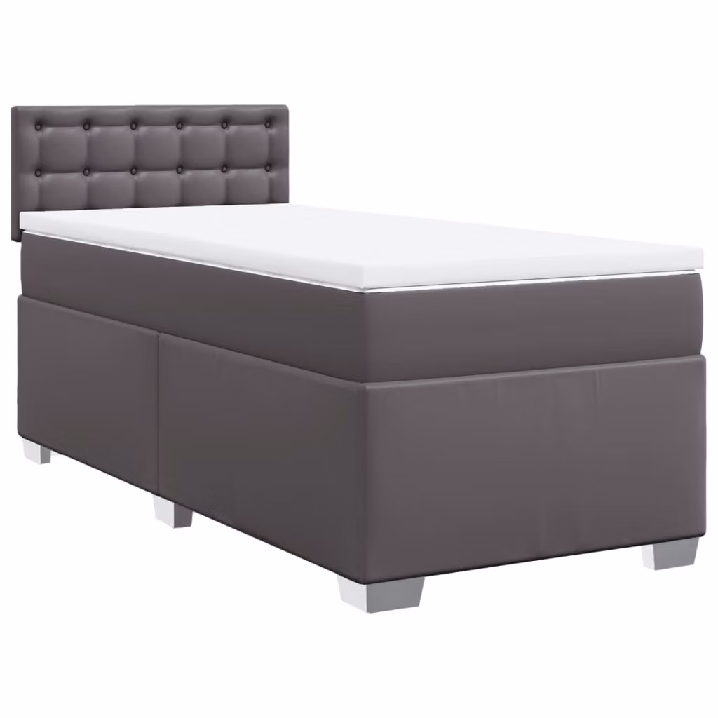 Giroletto a Molle con Materasso Grigio 100x200 cm in Pelle finta