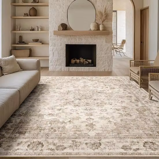 Tappeto in tessuto beige vintage per soggiorno 240x300cm Tappeti per soggiorno e camera da letto Tappeto morbido e antiscivolo per grandi spazi Tappeto a pelo corto per camera da letto e soggiorno Tappeti per soggiorno, camera da letto e ufficio
