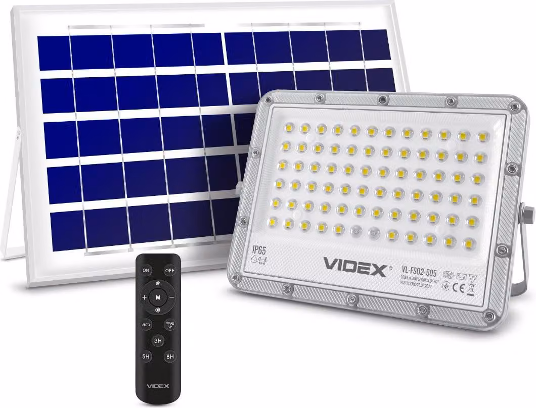 Proiettore solare con telecomando 1000lm=LED 10W 5000K IP65 SOLAR Videx