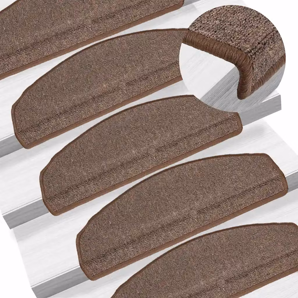 Set di 10 tappetini per scale semicircolari vidaXL, colore marrone, L 65 x P 24 x H 3,5 cm