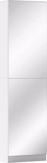 Scarpiera con specchio, modello stretto a 5 ripiani con ante a chiusura ammortizzata, per 12 paia di scarpe, 50 x 20 x 180 cm, colore bianco.