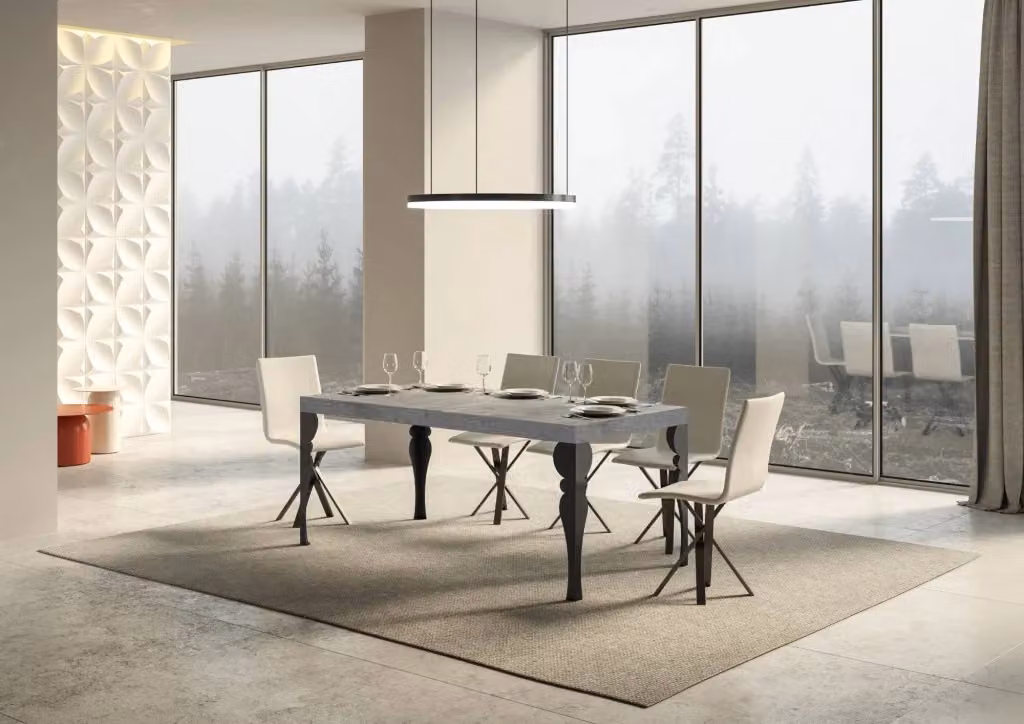 Tavolo da pranzo allungabile Paxon in finitura cemento grigio, L/P/H: 160-420 x 90 x 77 cm – 2