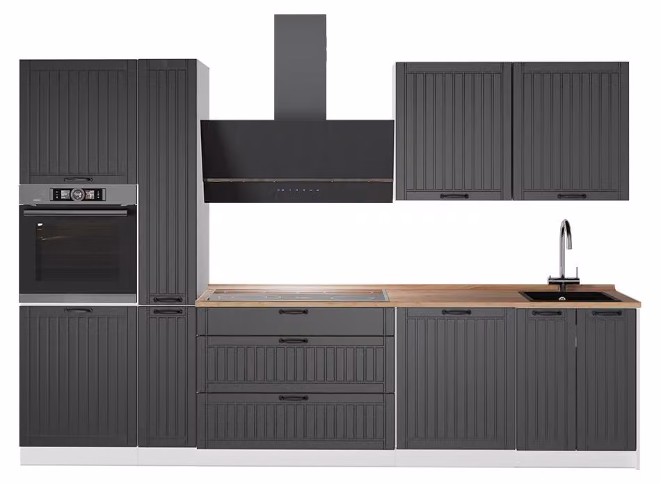 Cucina componibile Vicco Fame-Line Grigio scuro/Bianco 310 cm, PL Rovere, Model 64325